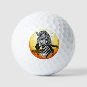 Zebra African Savanna Wild Animal Golfball (Vorderseite)
