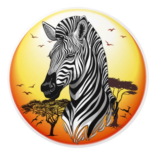 Zebra African Savanna Wild Animal Keramikknauf (Vorderseite)