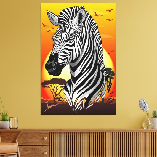 Zebra African Savanna Wild Animal Leinwanddruck (Insitu (Wohnzimmer))