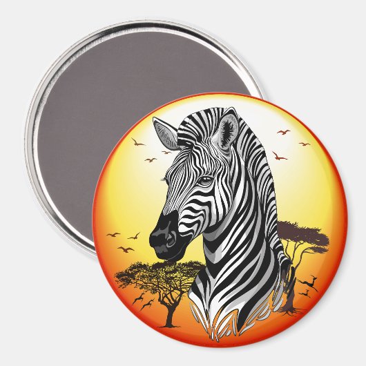 Zebra African Savanna Wild Animal Magnet (Vorderseite/Rückseite)