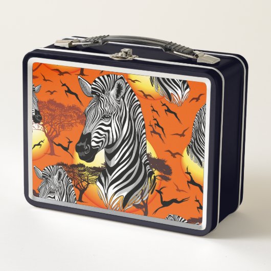 Zebra African Savanna Wild Animal Metall Brotdose (Vorderseite)