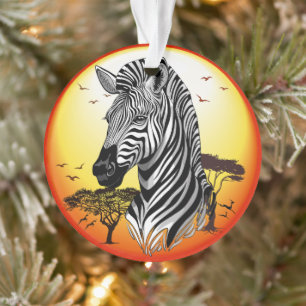 Zebra African Savanna Wild Animal Ornament