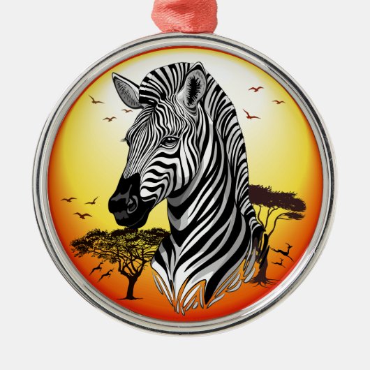 Zebra African Savanna Wild Animal Ornament Aus Metall (Vorne)