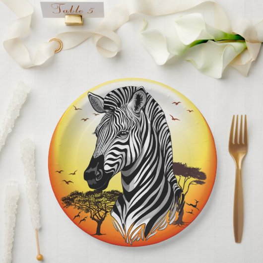 Zebra African Savanna Wild Animal Pappteller (Hochzeit)