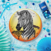 Zebra African Savanna Wild Animal Pappteller (Party)