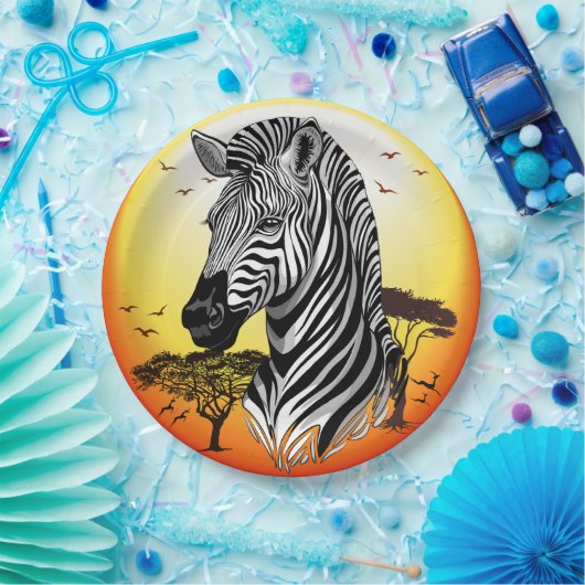 Zebra African Savanna Wild Animal Pappteller (Party)