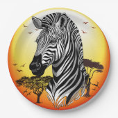 Zebra African Savanna Wild Animal Pappteller (Vorderseite)