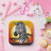 Zebra African Savanna Wild Animal Pappteller (Party)