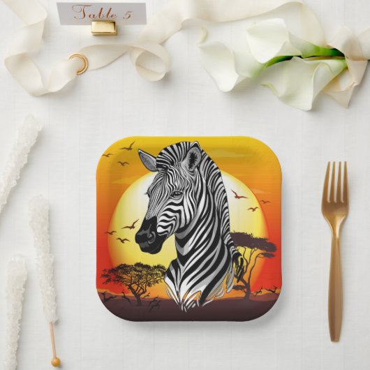 Zebra African Savanna Wild Animal Pappteller (Hochzeit)