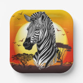 Zebra African Savanna Wild Animal Pappteller (Vorderseite)