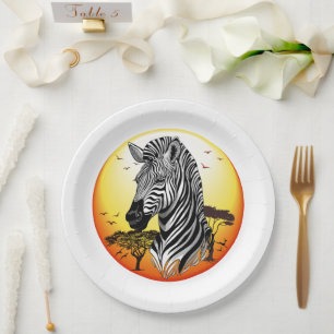 Zebra African Savanna Wild Animal Pappteller