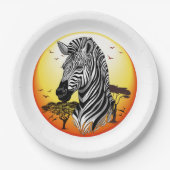 Zebra African Savanna Wild Animal Pappteller (Vorderseite)
