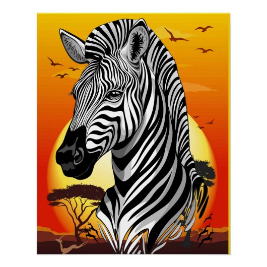 Zebra African Savanna Wild Animal Poster (Vorderseite)