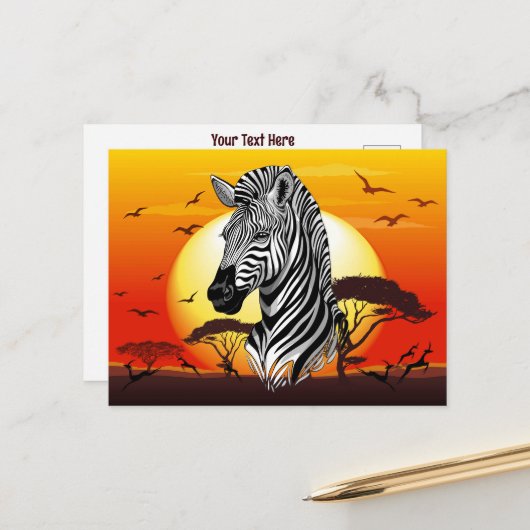 Zebra African Savanna Wild Animal Postkarte (Vorderseite/Rückseite Beispiel)
