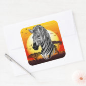 Zebra African Savanna Wild Animal Quadratischer Aufkleber (Umschlag)