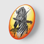 Zebra African Savanna Wild Animal Runde Wanduhr (Winkel)
