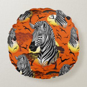 Zebra African Savanna Wild Animal Rundes Kissen