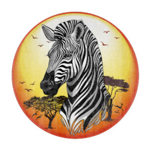 Zebra African Savanna Wild Animal Schneidebrett