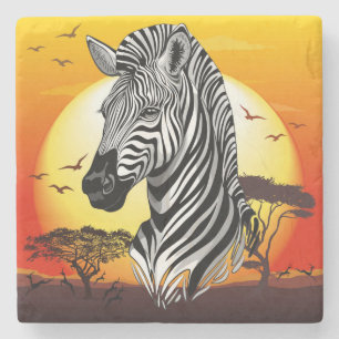Zebra African Savanna Wild Animal Steinuntersetzer