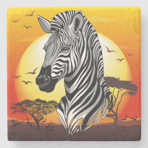 Zebra African Savanna Wild Animal Steinuntersetzer
