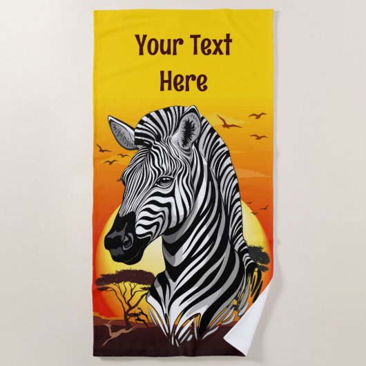 Zebra African Savanna Wild Animal Strandtuch (Vorderseite)