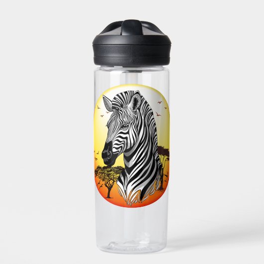 Zebra African Savanna Wild Animal Trinkflasche (Vorderseite)