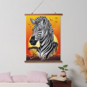 Zebra African Savanna Wild Animal Wandteppich Mit Holzrahmen (Schlafzimmer)