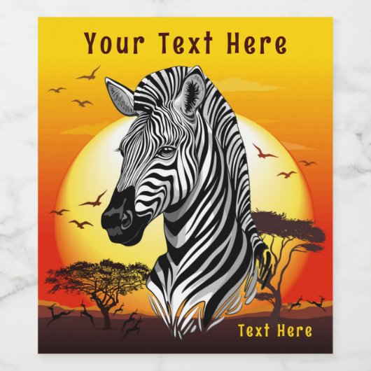 Zebra African Savanna Wild Animal Weinetikett (Einzelnes Label)