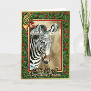 Zebra-afrikanische tierische leere Weihnachtskarte Feiertagskarte