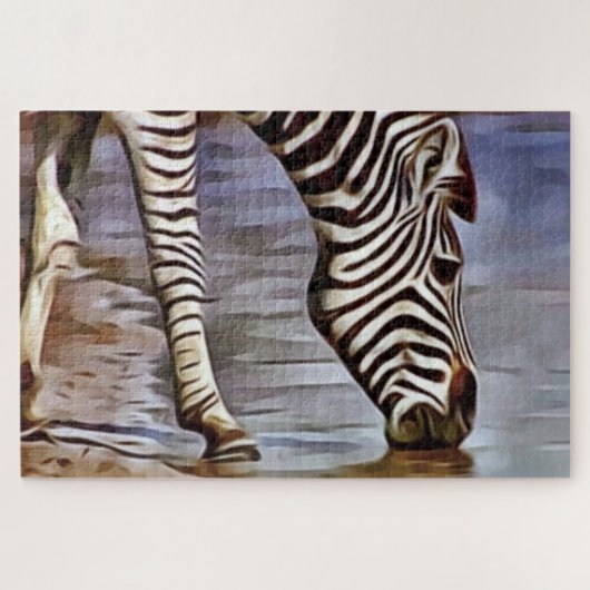 Zebra am Wasserloch Puzzle (Horizontal)