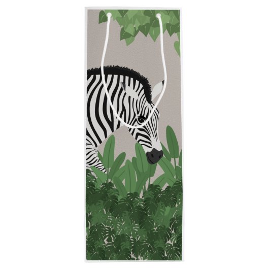Zebra amongst Leaves Geschenktüte Für Weinflaschen (Rückseite)