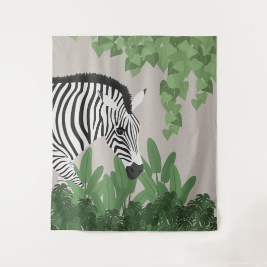 Zebra amongst Leaves Tapestry Wandteppich (Vorderseite)