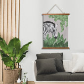 Zebra amongst Leaves Wood Topped Wall Tapestry Wandteppich Mit Holzrahmen