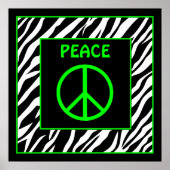 Zebra and Lime Green Peace Sign Wall Decor Poster (Vorne)