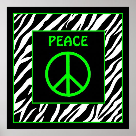Zebra and Lime Green Peace Sign Wall Decor Poster (Vorne)