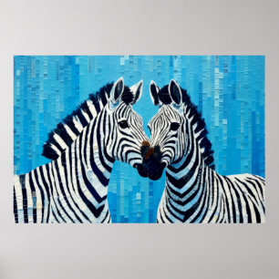 Zebra Animal Art Deco Paint Mosaic Poster