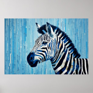 Zebra Animal Art Deco Paint Mosaic Poster