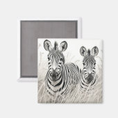 Zebra Animal Discovery Wild Nature Ink Sketch Magnet (Vorderseite/Rückseite)