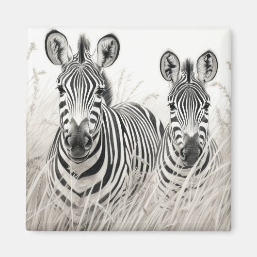 Zebra Animal Discovery Wild Nature Ink Sketch Magnet (Vorne)