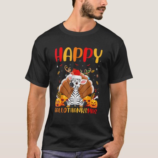 Zebra Animal Happy Zebra Hellothanksmas T-Shirt (Vorderseite)