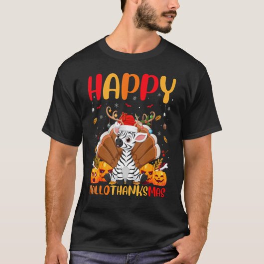 Zebra Animal Happy Zebra Hellothanksmas T-Shirt (Vorderseite)