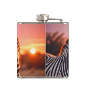 Zebra Animal Nature Zuneigung Gekümmert Flachmann (Rückseite)