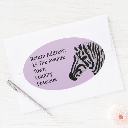 Zebra Animal Print Custom Color Rücksendeadresse Ovaler Aufkleber (Umschlag)