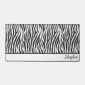 Zebra Animal Print Custom Curry Name Schreibtischunterlage (Vorderseite)