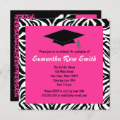 Zebra Animal Print Hot Pink Abschluss - Custom Einladung (Vorne/Hinten)