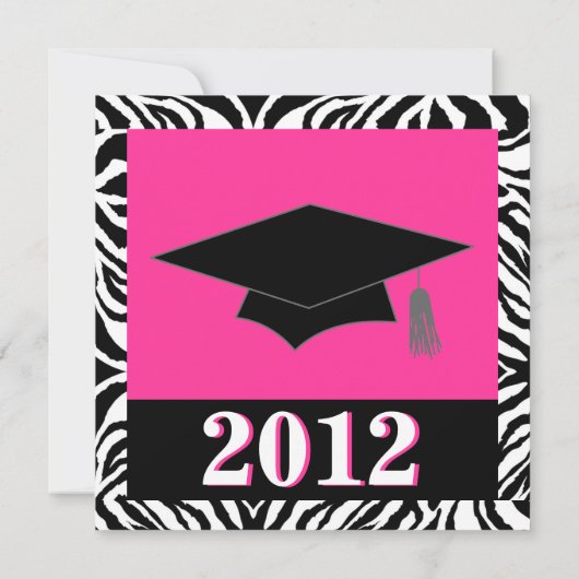 Zebra Animal Print Hot Pink Graduation Party Einladung (Rückseite)