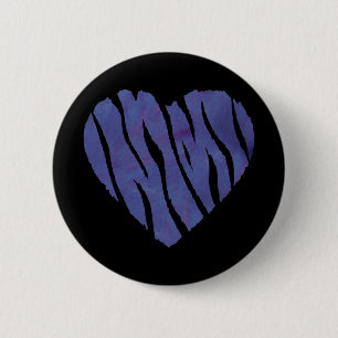 Zebra Animal Print Lila Heart Button