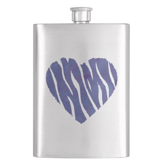 Zebra Animal Print Lila Heart Flachmann (Vorderseite)