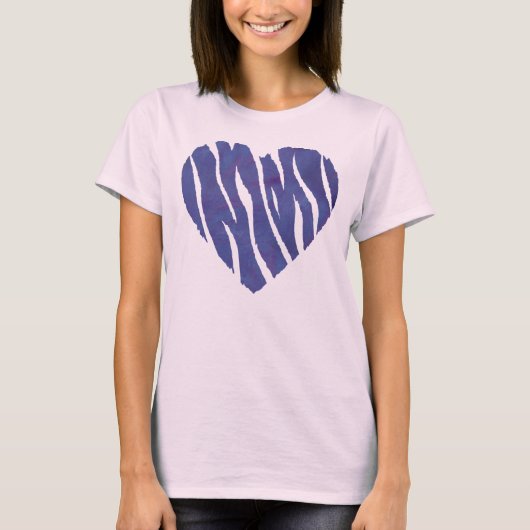 Zebra Animal Print Lila Heart T-Shirt (Vorderseite)