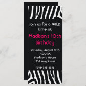 Zebra Animal Print Long Birthday Party Einladung (Vorne/Hinten)
